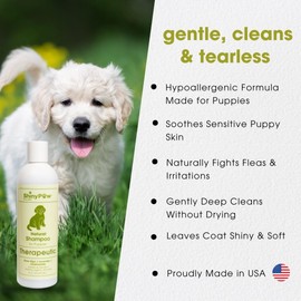 Tearless Puppy Shampoo and Conditioner by Shiny Paw 16 oz | Natural Chamomile, Lavender & Rose Hip Pet Shampoo for Puppies | Hypoallergenic for Sensitive Skin
