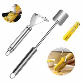 BCMON 2 Pcs Stainless Steel Corn Peeler and Stripper Tool Set, Ideal Gadget Tool for corn on the cob BCMON