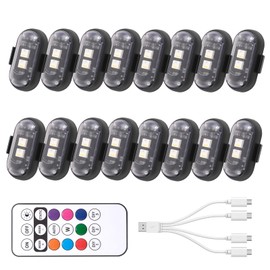 Wireless LED Strobe Light with Remote Control,8 Colors Waterproof Anti-Collision USB Charing Led Warning Lights,High Brightness Wireless LED Lights for Car Drone Truck Motorcycle Aircraft Bike (16)