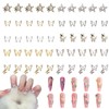 3D Butterfly Nail Charms,50PCS Mixed Shapes Butterfly Metal Nail Gems,Gold