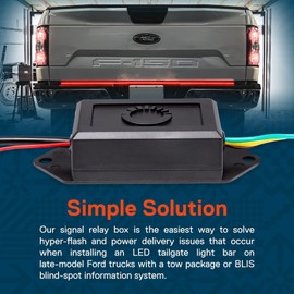 TRUE MODS Tailgate Light Bar Signal Relay Box [4-Pin Flat] [Ford F-150 F-250 F-350 Super-Duty up to 2018] [Tow Package] [BLIS] Trouble-Shoot Solution for Ford Pick-up Trucks with Error Code