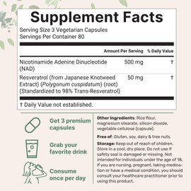 Micro Ingredients NAD+ 500mg with Resveratrol, 240 Veggie Capsules | 2-in-1 NAD Supplement for Women & Men | Anti-Aging, Energy, & Brain Support