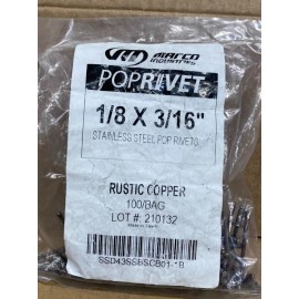 Marco (100) 1/8" x 3/16" POP Rivets ALL Stainless Steel color Rustic Copper