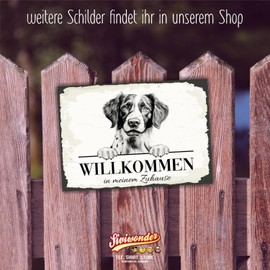 siviwonder Dog Sign Welcome Home Epagneul Breton Spaniel No. 3 Dog Sign Saying Door Sign Warning Sign Gift Idea Beautiful Saying Dog Motif Aluminium Weatherproof Dog Sign