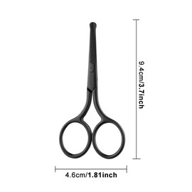 Nose Hair Scissors, Beard Scissors, Rounded Stainless Steel Nose Hair Scissors, 10 cm Black Beard Scissors, Eyebrow Scissors, Rustproof Rounded for Hair, Eyelashes, Moustache Nose