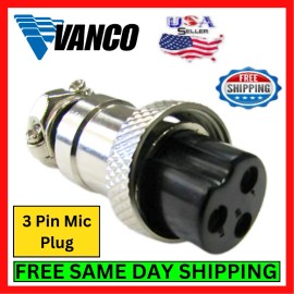 For 3 Pin Vanco CBC3X CB Radio Microphone 3 Pin Female Panel Jack Replacement Chrome Kit