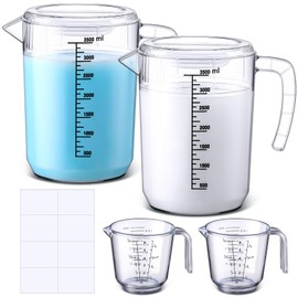 LemonRoad 2 Pcs 118 oz Laundry Detergent Dispenser with Measuring Cup and Labels Plastic Liquid Storage Containers Detergent Organizer for Laundry Room Organization