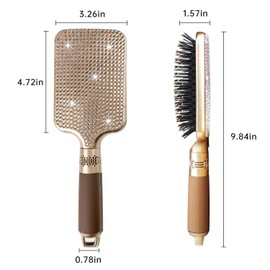Fshion Handmade Massage Air Cushion Champagne Crystal Paddle Brush,Premium Bling Hair brush,Rhinestone Detangle Hair Comb For Women