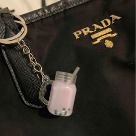 Angyape Cute Liquid Boba Keychain Mini Funny Ice Cream Coffee Keychain Purse Bag Charms Car Keys Accessories Gifts for Women