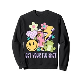 Cute Frog Peace Get Your Flu Shot Retro vaccine medical Sweatshirt