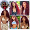 99j Burgundy Deep Wave Lace Front Wigs Human Hair 200