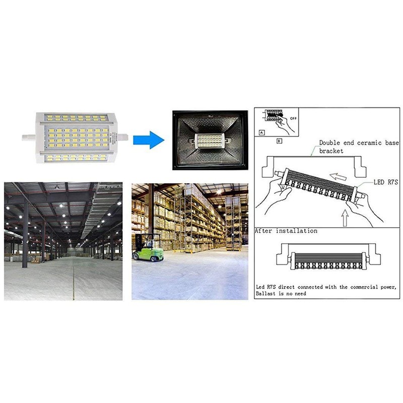 Rowrun 30W R7S J118 T3 LED Bulb Daylight White R7S