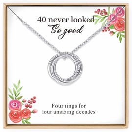 Annamate 40th Birthday Gifts for Women, 925 Sterling Silver Infinity 4 Circle Four Decades Necklace, Mom Gifts, Mothers Day Jewelry Birthday Gift 40th Birthday Gift Ideas
