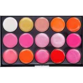 15 Colours Multi Function Palette for Lips, Face and Eyes Shimmer/Matte Lip Gloss Lipstick, Cream Eyeshadow n Blush (06 L15, 15 Colours Palette)