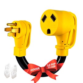 RV Power Adapter 50 Amp to 30 Amp 110V Heavy Duty NEMA 14-50P Male to TT-30R Female 12" Length with Dogbone Electrical Adapter RV Pigtail Power Adapter