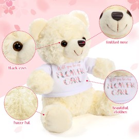 Jexine 2 Pieces Wedding 10 Inch Bear Stuffed Animal Will You Be My Flower Girl Ring Proposal Gifts from Bride Groom with Clothing for Wedding Proposal Anniversary Party(Flower Girl, Ring)