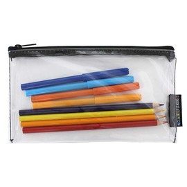 Fashion Stationery Clear Pencil Case for Exams Small See Through Plastic Transparent Slim with Black Zip for Secondary School GCSE Exam Pencil Cases Teenagers Boys and Girls