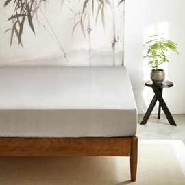 Wake In Cloud - 100% Bamboo Fitted Sheet, 1 Piece, Cooling Breathable & Silky Soft, Extra Deep, Silver Grey, King Size