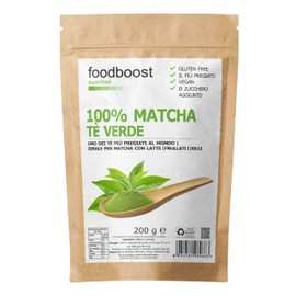 FOODBOOST Tè Matcha Giapponese in Polvere 200g - Biologico, Macinato a Pietra, Colore Verde Intenso e Gusto Profumato - Ideale per Teatime, Latte e Dolci