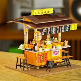 Cjeuxnr DIY Miniature Dollhouse Kit,Japanese Shop Wooden Dollhouse,Tiny House kit with Furniture Building Model Puzzle Toy for Creative Gifts (Japanese Shop)