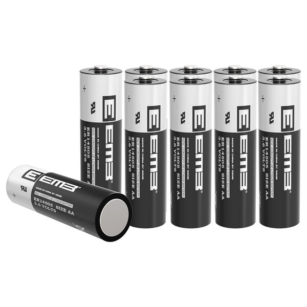 EEMB 10Pack ER14505 AA 3.6V Lithium Batteries Li-SOCL₂ Non-Rechargeable Battery SB-AA11 LS14500 TL-5903 SL-360 14500 ER14500 for Door Gate Sensor Water Electricity Gas Meter PLC Battery