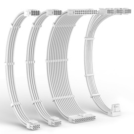 LTC 12VHPWR PSU Cable Extension Kit, 16AWG PCI-E 5.0 Power Supply PC Cable Extension, 1x 24 Pin ATX /2X 8Pin (4+4) EPS Cable / 3X (6+2P) to 12+4 Pin GPU, Soft Braided Sleeve Cable Combs, 300mm