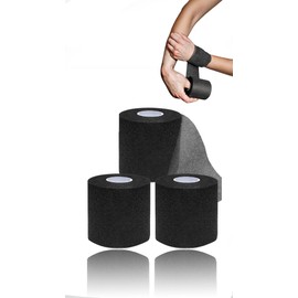 Honwor Sports Wrap Bundle: Black Prewrap Tape for Athletic Use, Hair Headbands, Foam Underwrap - 3 Rolls Set. Stay Comfortable and Prepared for Action!