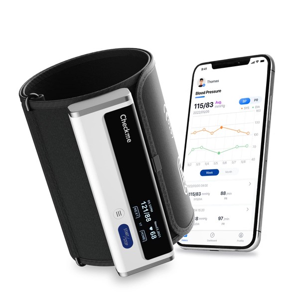CheckMe Armfit Blood Pressure Monitor Upper Arm Bluetooth with Free App, Blood Pressure Monitor Large Cuff (22-42 cm), Wireless Automatic Blood Pressure Monitor, Unlimited Storage Space