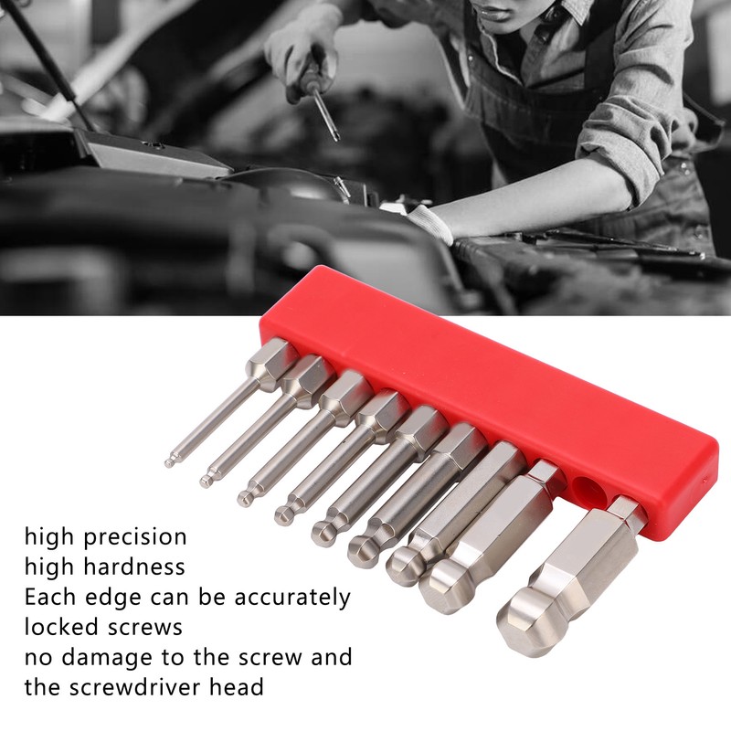 9pcs Hex Screwdriver Bit Set Rustproof S2 Steel Magnetic Ball