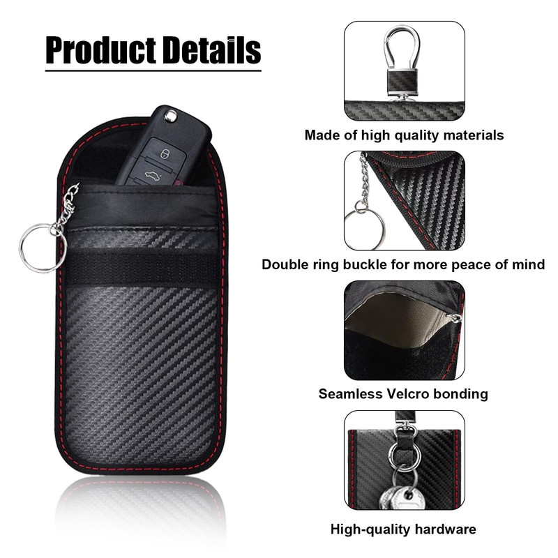 Upgraded Faraday Pouch for Car Keys (2 Pack) with Large