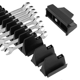 Makerfire Wrench Organizer 40 Pcs, Magnetic Wrench Organizer, Wrench Holder Wrench Organizer for Tool Box Drawer Organization and Storage, Modular Wrench Rack Set with Metric & SAE Labels (Black)