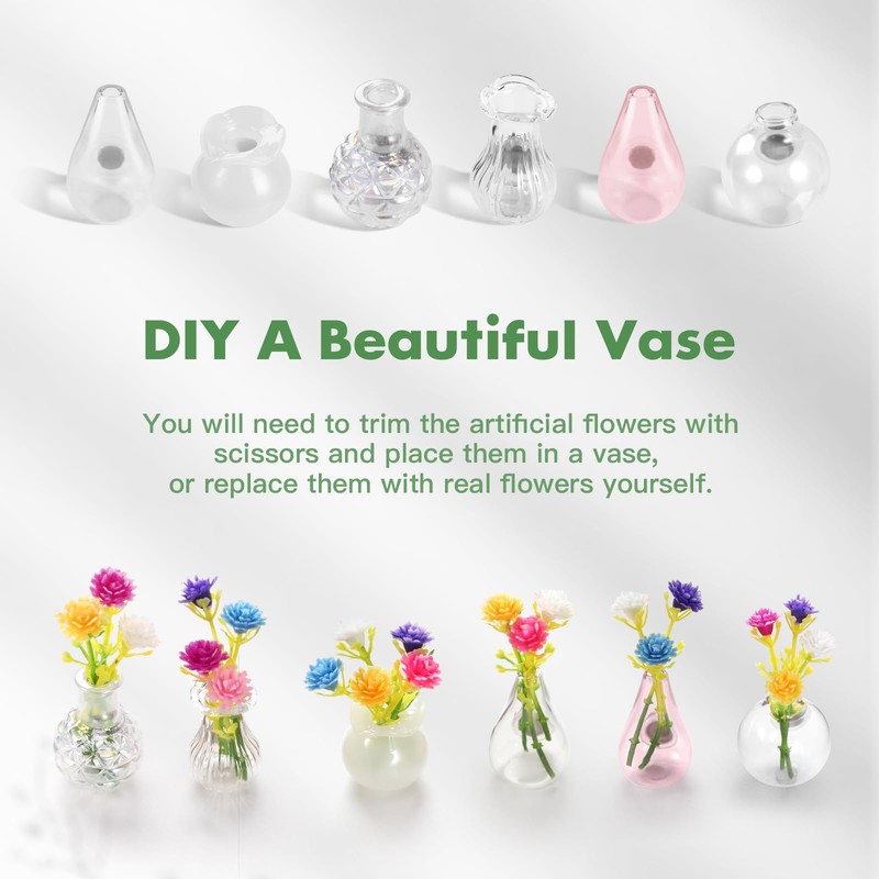 GOOZADA 6 Pack Mini Vase Glass Magnets, Cute Magnetic Fridge