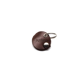 Leather Dog Tag Bag with Press Stud Engraving in Brown | Engraved on Both Sides | Round, Flower, Oval Many Other Shapes (Round)