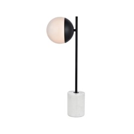Living District Eclipse 1 Light Black Table Lamp with Frosted White Glass