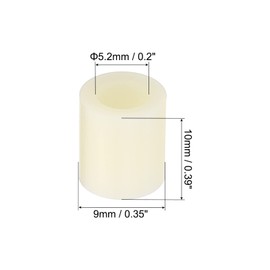 PATIKIL 5.2mm ID x 9mm OD x 10mm L Round Spacers Washers, 100 Pack ABS Plastic Standoff Gaskets for M5 Hardware Screws Bolts for 3D Printer Electrical Outlet, Beige