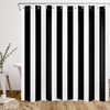MYUSRE 4 Piece Black and White Striped Shower Curtain Set
