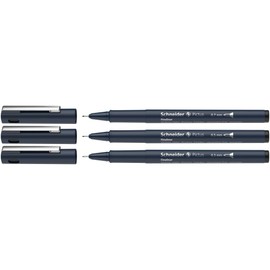 Schneider Pictus Fineliner Pens 0.3 mm, 0.5 mm and 0.7 mm Lines Black Pack of 3