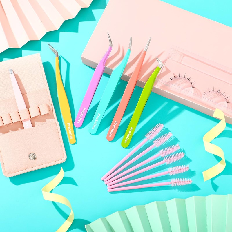 6pcs Eyelash Tweezers Lash Extension Tweezers for False Lashes,Christmas Gifts