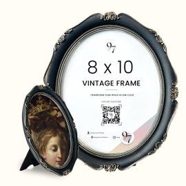 97 Decor Black Vintage Picture Frames 8x10 - Black Oval Frame 8x10 With Glass Front, Gothic Ornate Frame 8x 10 For Photo Display Tabletop And Wall Mounting