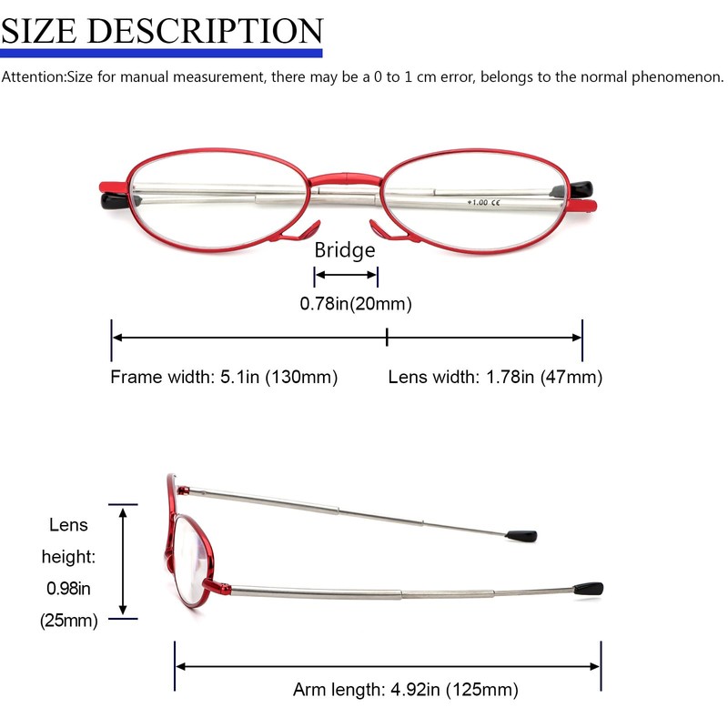 REAVEE 3 Pack Folding Reading Glasses for Men Women, Blue