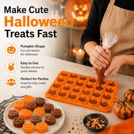 Halloween Pumpkin Silicone Molds for Baking – 2-Pack 18-Cavity Candy & Chocolate Molds for Party Treats