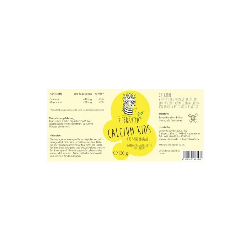 Cellavita Calcium Kids (Natural Calcium Supplier) Calcium for Children 120G