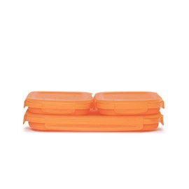 Drip EZ Secondz Collapsible Food Storage Containers (set of 3) - Meal Prep, Leftovers, Lunch, Camping, Hiking - Dishwasher & Microwave Safe - BPA-free Silicone - Locking Lids - Orange