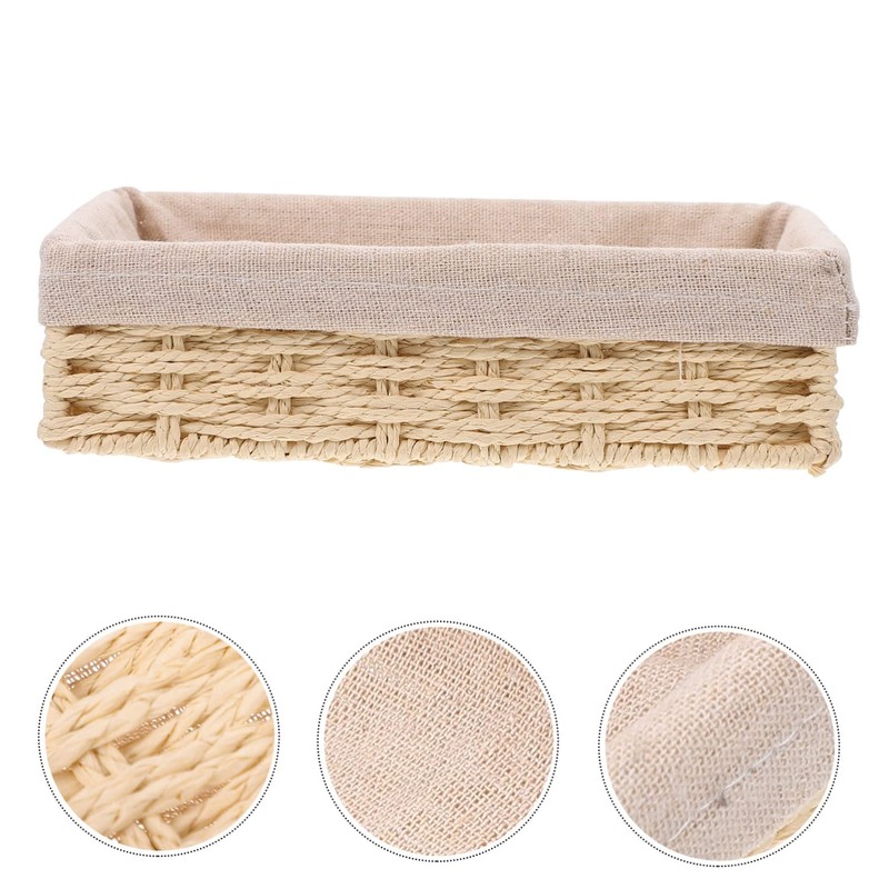 NOLITOY Handwoven Storage Basket Compartment Fabric Lined Woven Organizer for