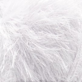 Estako Eyelash, 100% Polyester Yarn, Soft, Fuzzy for Crochet and Knitting 3.53 Oz (100g) / 153 Yrds (140m) (1208 - White)
