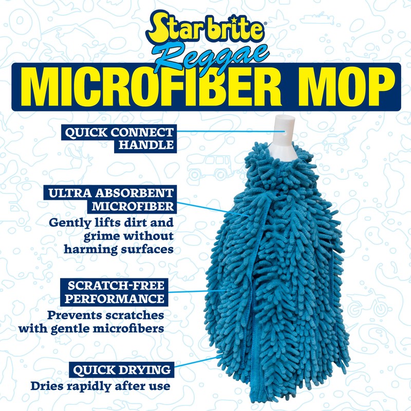 STAR BRITE Microfiber Reggae Mop with Quick Connect – Super-Absorbent,