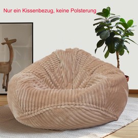 Bestenrose No Filling Bean Bag Chair for Kids and Adults Only Cover for Sofa Stuffed Animals (Khaki, XL)