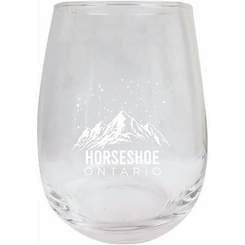 R and R Imports Horseshoe Ontario Souvenir Ski Adventures 15 oz Engraved Wine Glass 2-Pack