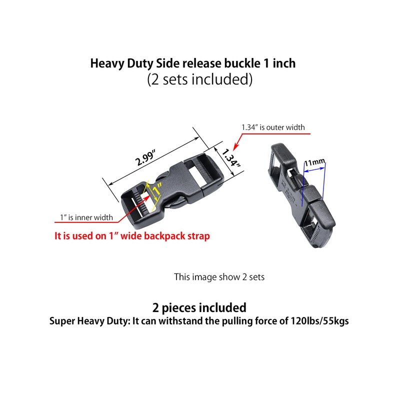 Baitoo Quick Side Release Buckles 1 Inch Super Heavy Duty