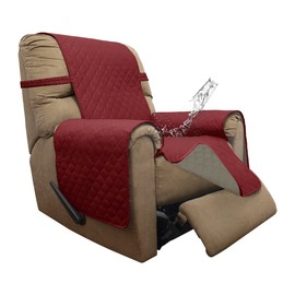 ISSUNTEX Double Protection 100% Waterproof Recliner Covers for Living Room, Reversible Furniture Protector Recliner Couch Sofa Slipcover for Dogs, Pets, Kids (Recliner, Christmas Red/Beige)
